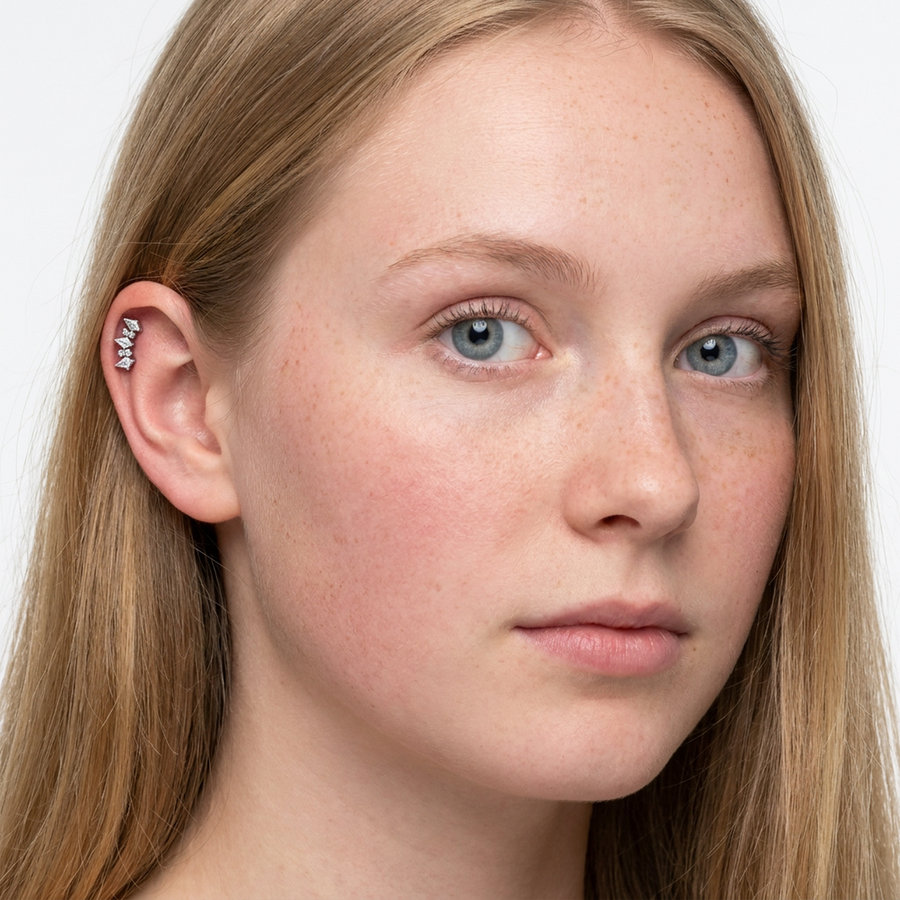 Piercing con punte e zirconi in Acciaio Chirurgico 316L - Piercing per lobo, helix, forward helix, conch, flat, tragus