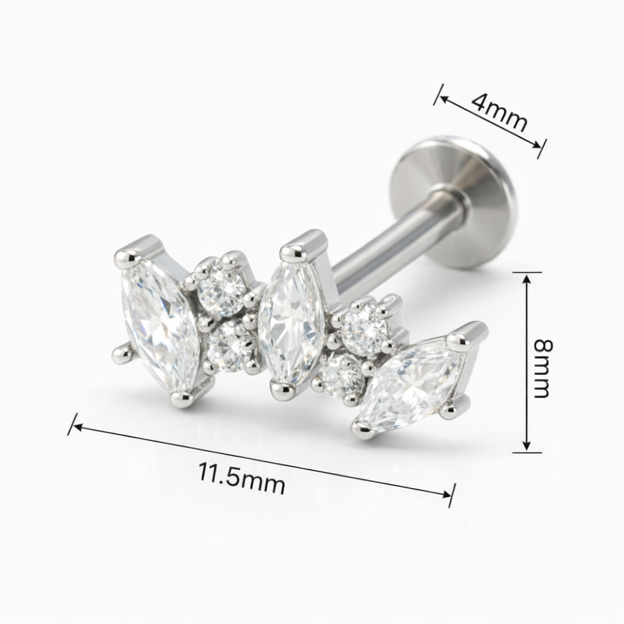 Piercing con punte e zirconi in Acciaio Chirurgico 316L - Piercing per lobo, helix, forward helix, conch, flat, tragus