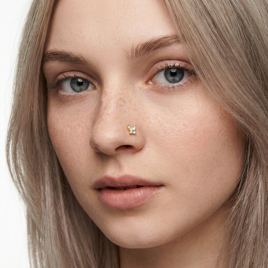 Piercing con farfallina in Titanio G23 - Piercing per nostril