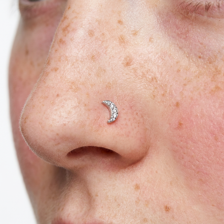 Piercing con luna di zirconi in Titanio G23- Piercing per naso