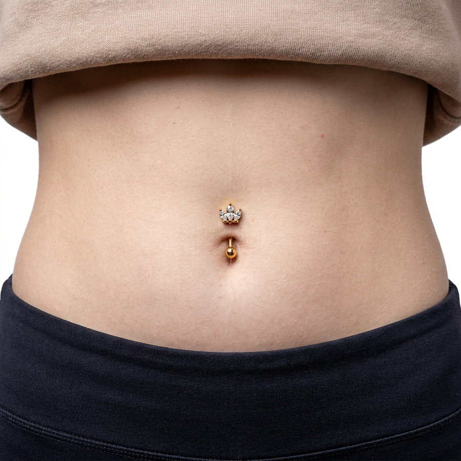 Piercing con tre zirconi in Titanio G23 - Piercing per ombelico