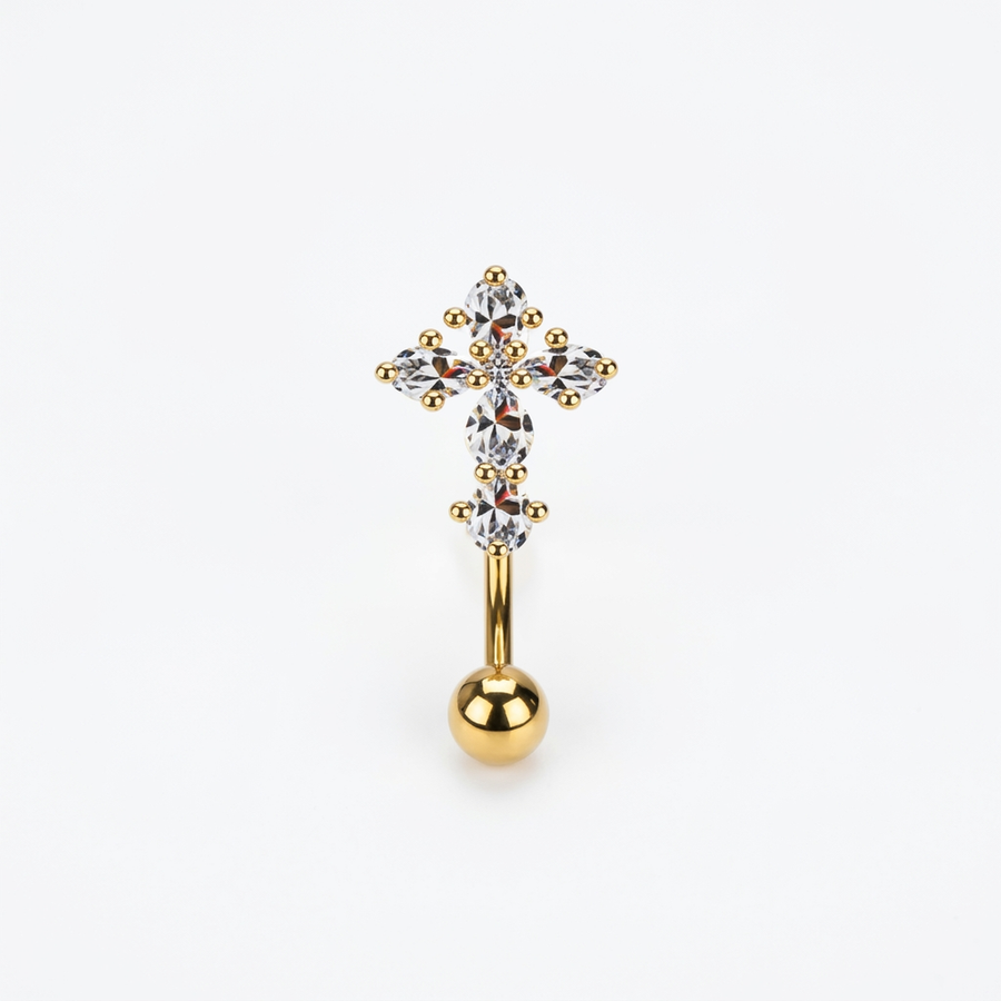 Piercing con croce di zirconi in Titanio - Piercing per ombelico