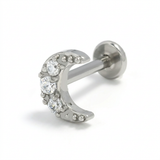 Piercing luna con zirconi in Acciaio Chirurgico 316L - Piercing per lobo, helix, forward helix, conch, flat, tragus