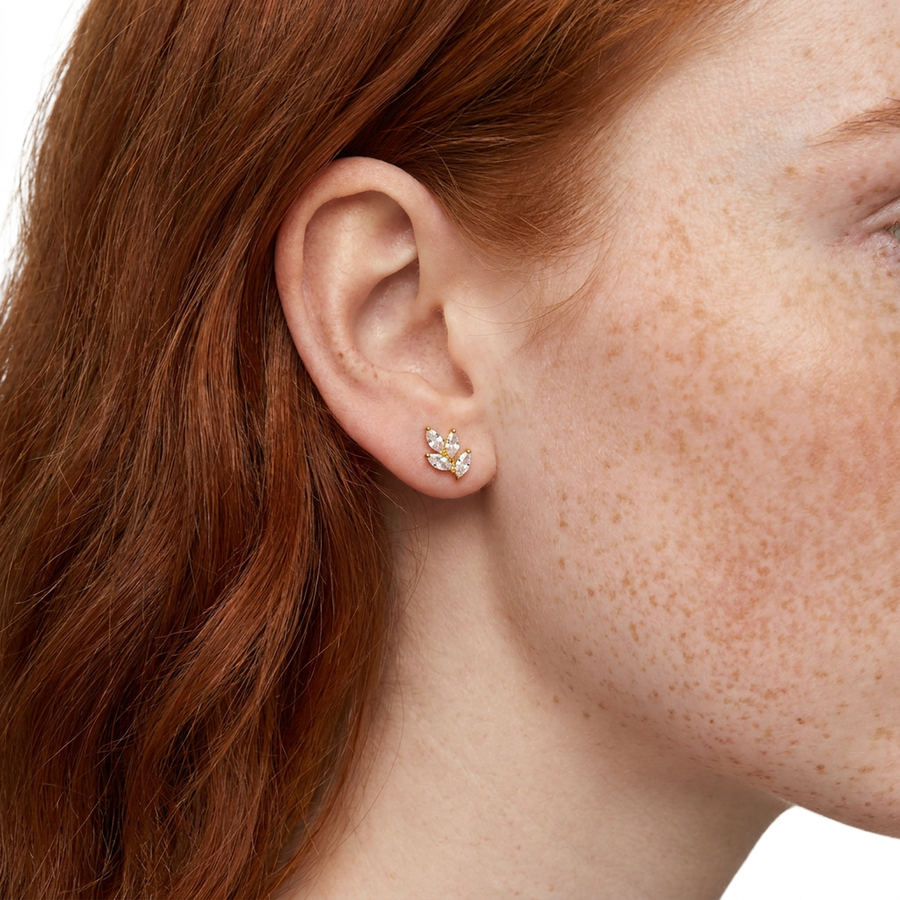 Piercing con petali di zirconi in Acciaio Chirurgico 316L - Piercing per lobo, helix, forward helix, conch, flat, tragus