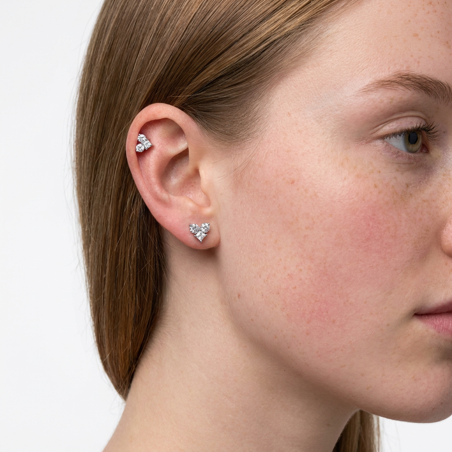 Piercing con zirconi in Acciaio Chirurgico 316L - Piercing per lobo, helix, forward helix, conch, flat, tragus