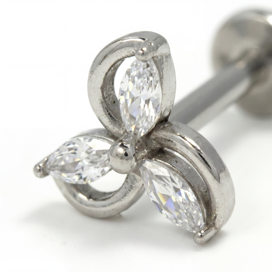 Piercing ad elica con zirconi in Acciaio Chirurgico 316L - Piercing per lobo, helix, forward helix, conch, flat, tragus