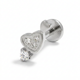 Piercing con cuore di zirconi in Acciaio Chirurgico 316L - Piercing per lobo, helix, forward helix, conch, flat, tragus
