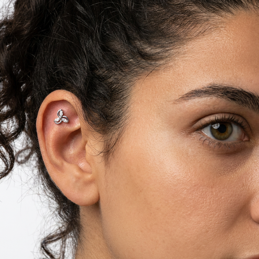 Piercing ad elica con zirconi in Acciaio Chirurgico 316L - Piercing per lobo, helix, forward helix, conch, flat, tragus