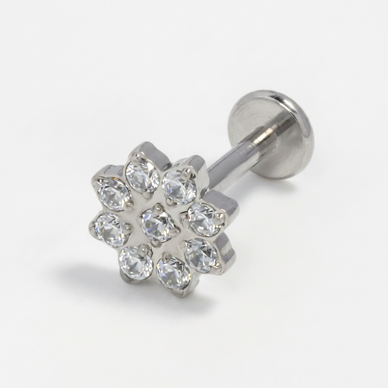 Piercing con fiore in Acciaio Chirurgico 316L - Piercing per lobo, helix, forward helix, conch, flat, tragus