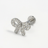 Piercing con fiocco di zirconi in Acciaio Chirurgico 316L - Piercing per lobo, helix, forward helix, conch, flat, tragus