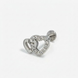 Piercing con cuore e zirconi in Acciaio Chirurgico 316L - Piercing per lobo, helix, forward helix, conch, flat, tragus