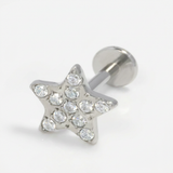 Piercing con stella di zirconi in Acciaio Chirurgico 316L - Piercing per lobo, helix, forward helix, conch, flat, tragus