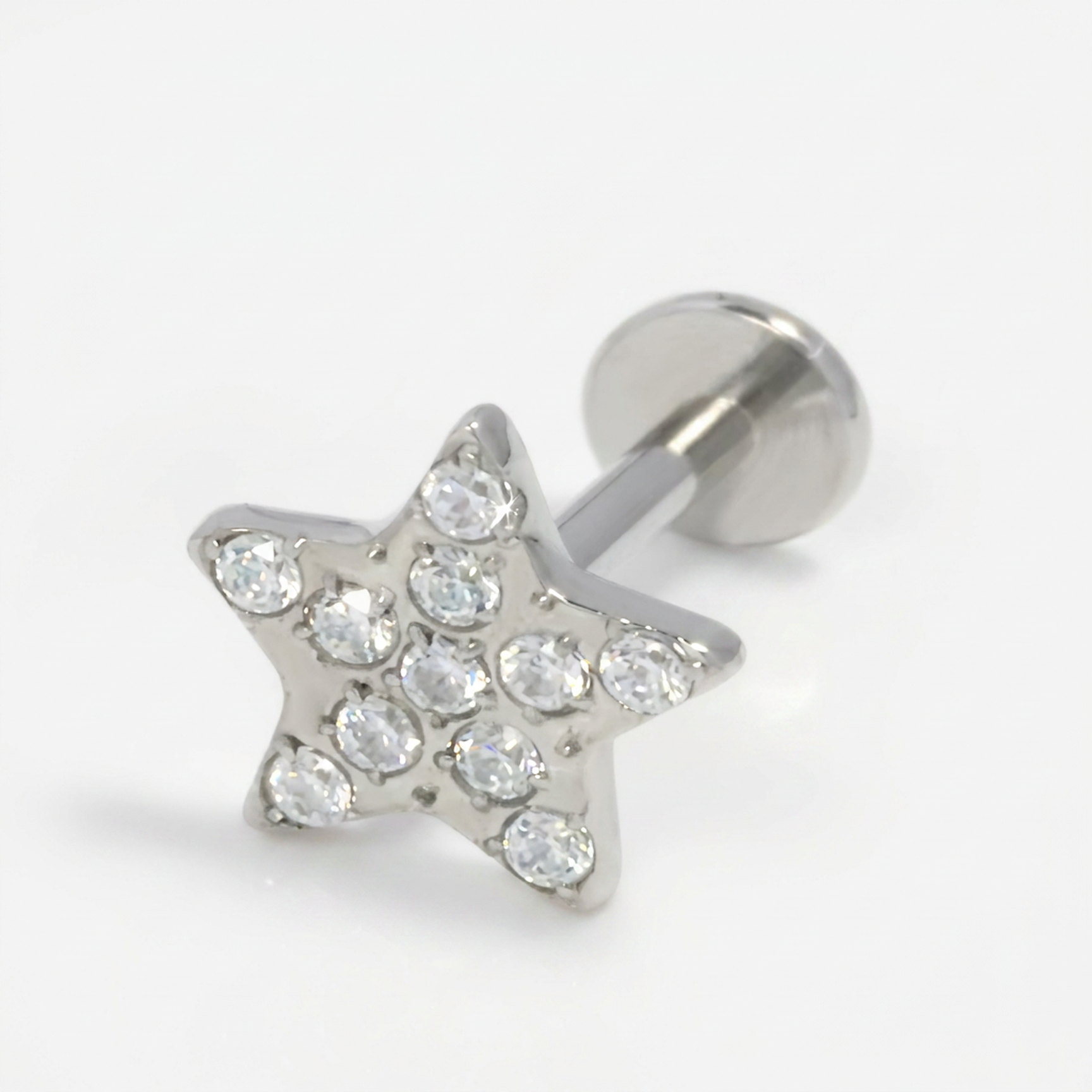 Piercing con stella di zirconi in Acciaio Chirurgico 316L - Piercing per lobo, helix, forward helix, conch, flat, tragus