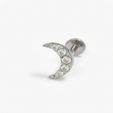 Piercing con luna di zirconi in acciaio chirurgico 316L - Piercing per lobo, helix, forward helix, conch, flat, tragus