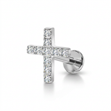 Piercing con croce zirconi in Acciaio Chirurgico 316L - Piercing per lobo, helix, forward helix, conch, flat, tragus