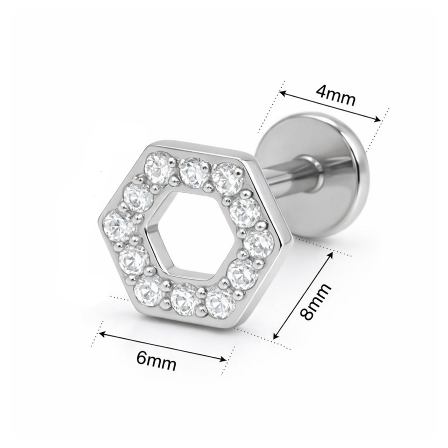 Piercing di zirconi in Acciaio Chirurgico 316L - Piercing per lobo, helix, forward helix, conch, flat, tragus