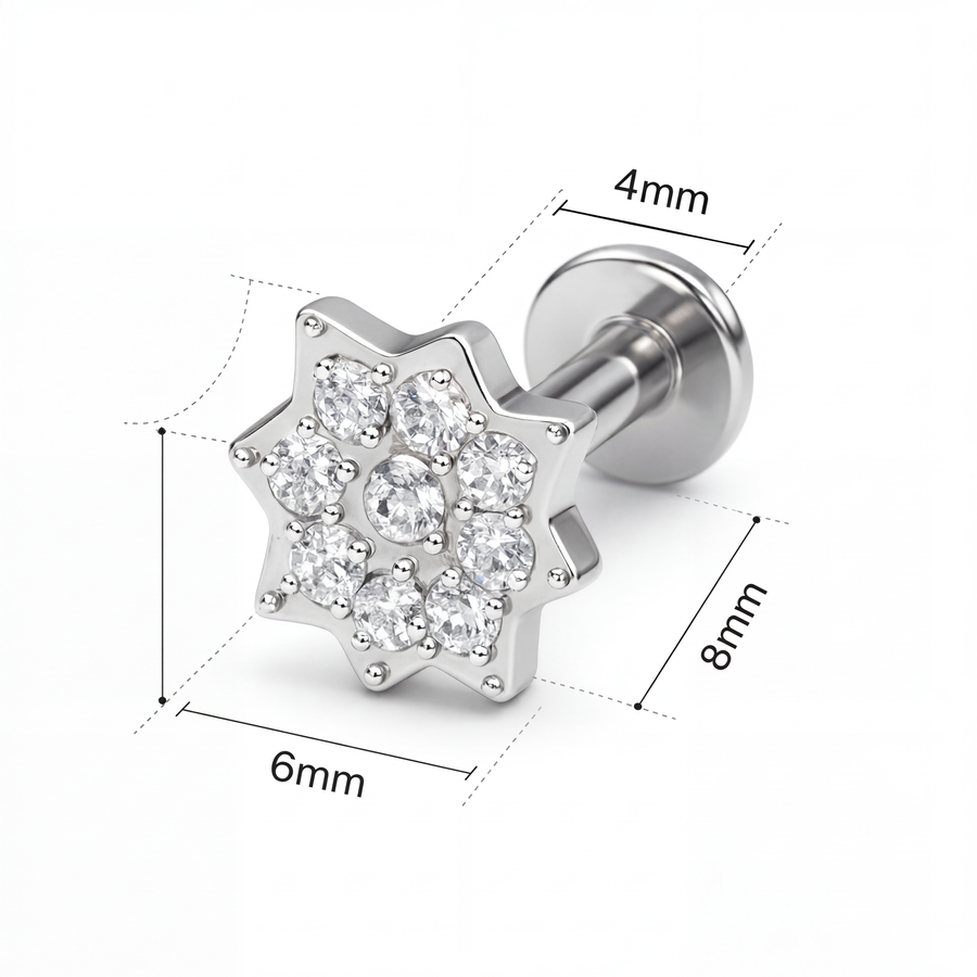 Piercing con zirconi in Acciaio Chirurgico 316L - Piercing per lobo, helix, forward helix, conch, flat, tragus