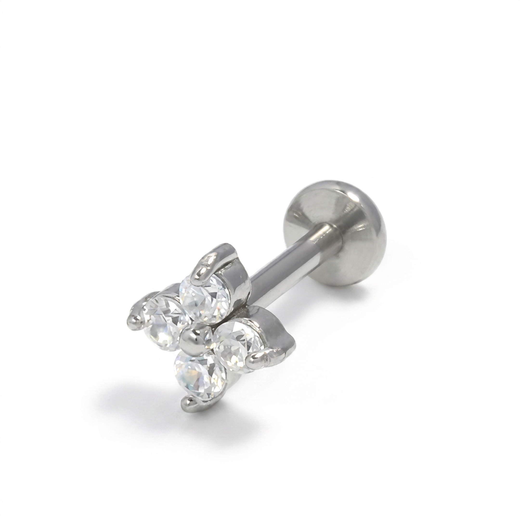 Piercing con fiorellino di zirconi in Acciaio Chirurgico 316L - Piercing per lobo, helix, forward helix, conch, flat, tragus