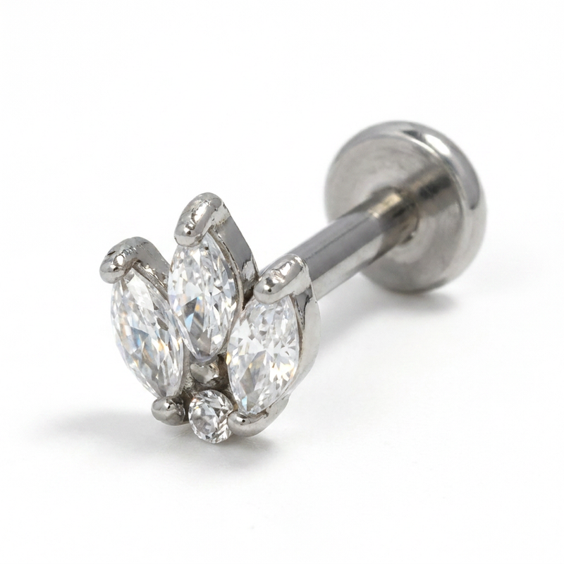 Piercing con zirconi in Acciaio Chirurgico 316L - Piercing per lobo, helix, forward helix, conch, flat, tragus