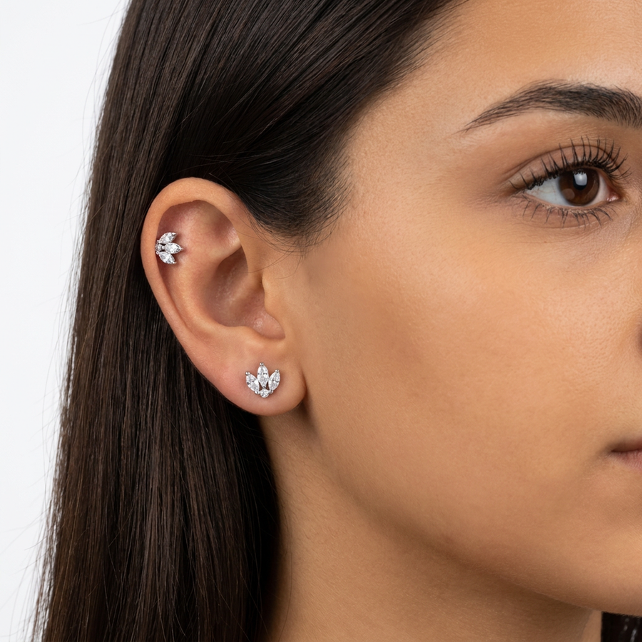 Piercing con zirconi in Acciaio Chirurgico 316L - Piercing per lobo, helix, forward helix, conch, flat, tragus