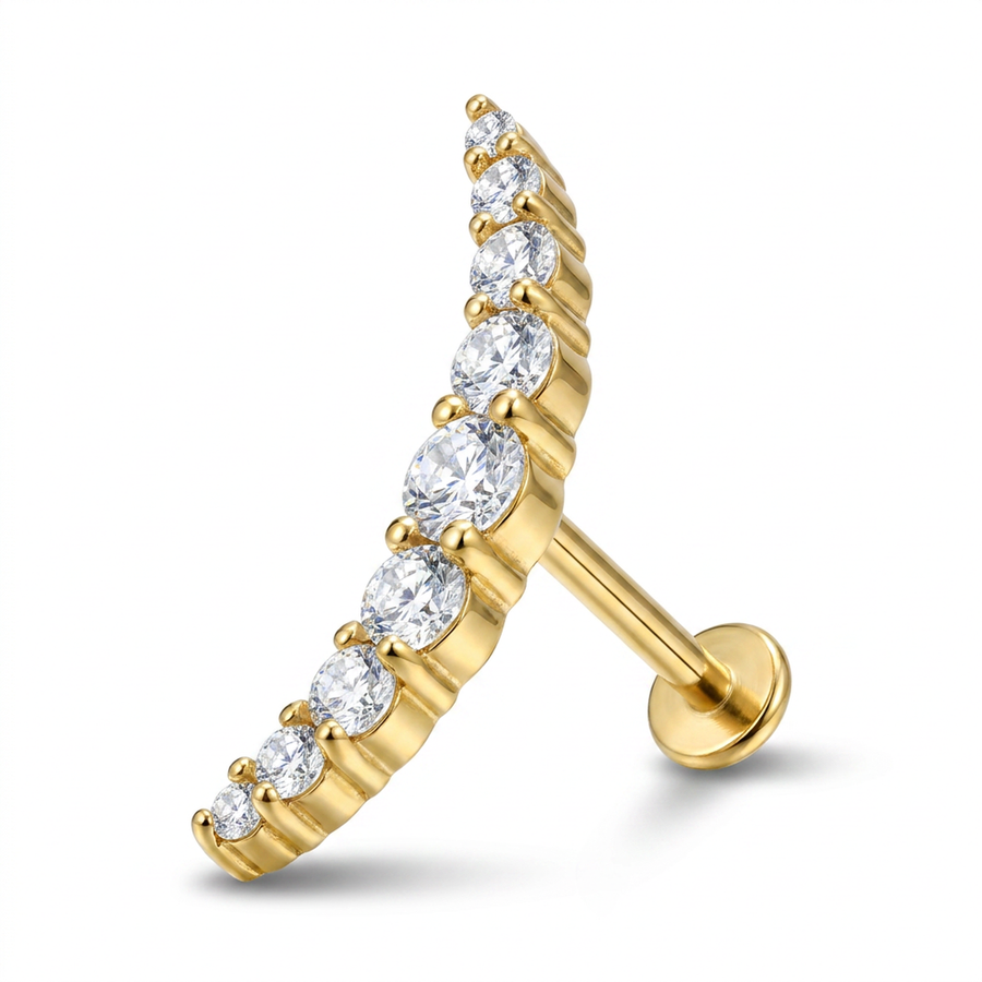 Piercing con arco di zirconi in Acciaio Chirurgico 316L - Piercing per lobo, helix, conch, flat