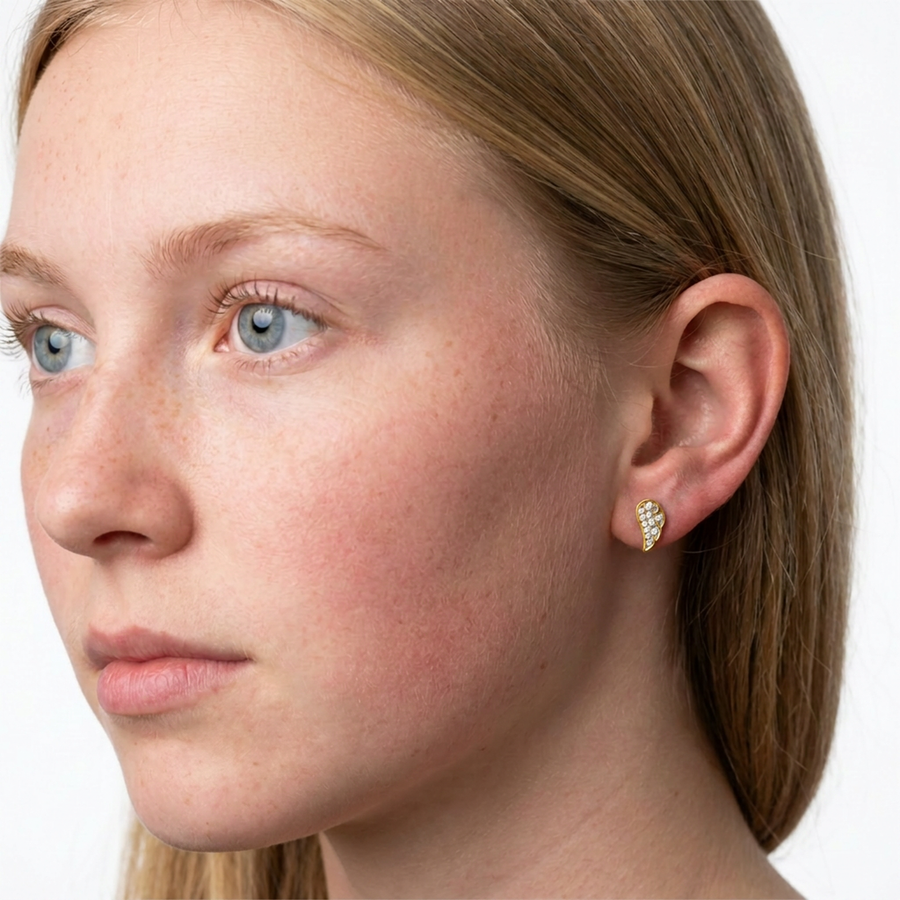 Piercing con ala di zirconi in Acciaio Chirurgico 316L - Piercing per lobo, helix, forward helix, conch, flat, tragus