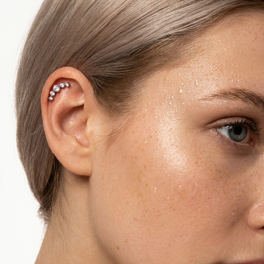 Piercing con zirconi in acciaio chirurgico 316L - Piercing per lobo, helix, forward helix, conch, flat, tragus