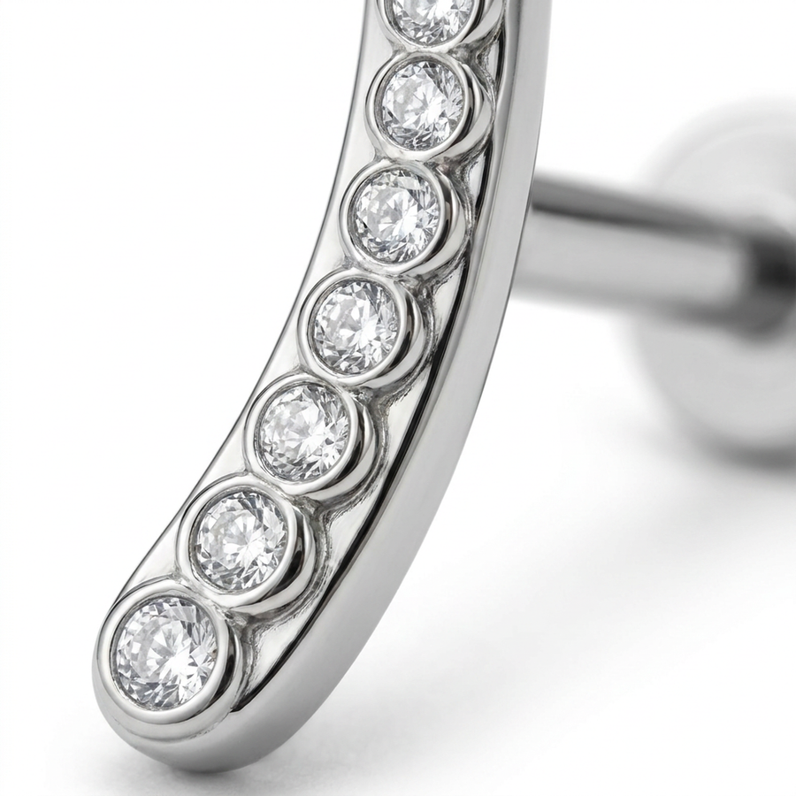Piercing con zirconi in Acciaio Chirurgico 316L - Piercing per lobo, helix, forward helix, conch, flat, tragus