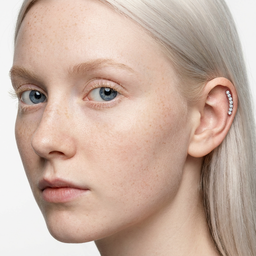 Piercing con zirconi in Acciaio Chirurgico 316L - Piercing per lobo, helix, forward helix, conch, flat, tragus