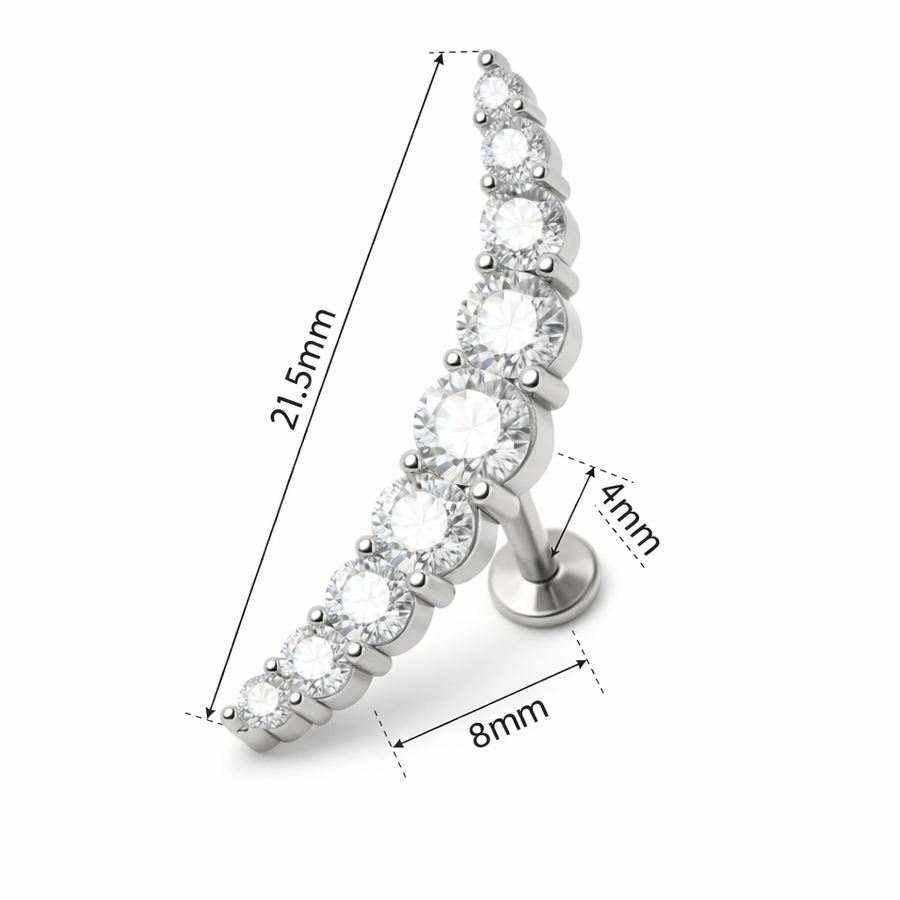 Piercing con arco di zirconi in Acciaio Chirurgico 316L - Piercing per lobo, helix, conch, flat