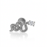 Piercing con serpente in acciaio chirurgico 316L - Piercing per lobo, helix, forward helix, conch, flat, tragus
