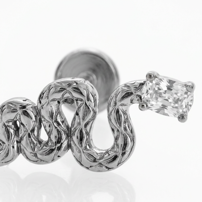 Piercing con serpente in Acciaio Chirurgico 316L - Piercing per lobo, helix, forward helix, conch, flat, tragus