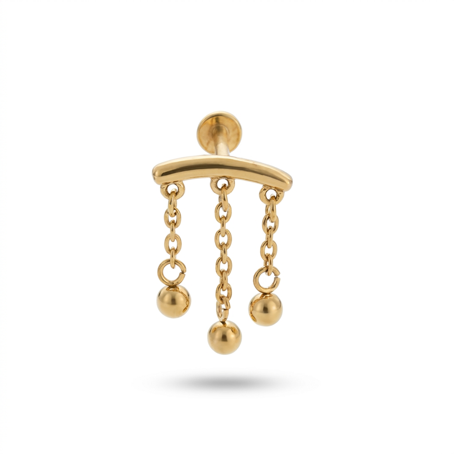 Piercing con catenelle e palline in acciaio chirurgico 316L - Piercing per lobo, helix, forward helix, conch, flat, tragus