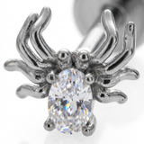 Piercing con ragno e zircone in Acciaio Chirurgico 316L - Piercing per lobo, helix, forward helix, conch, flat, tragus