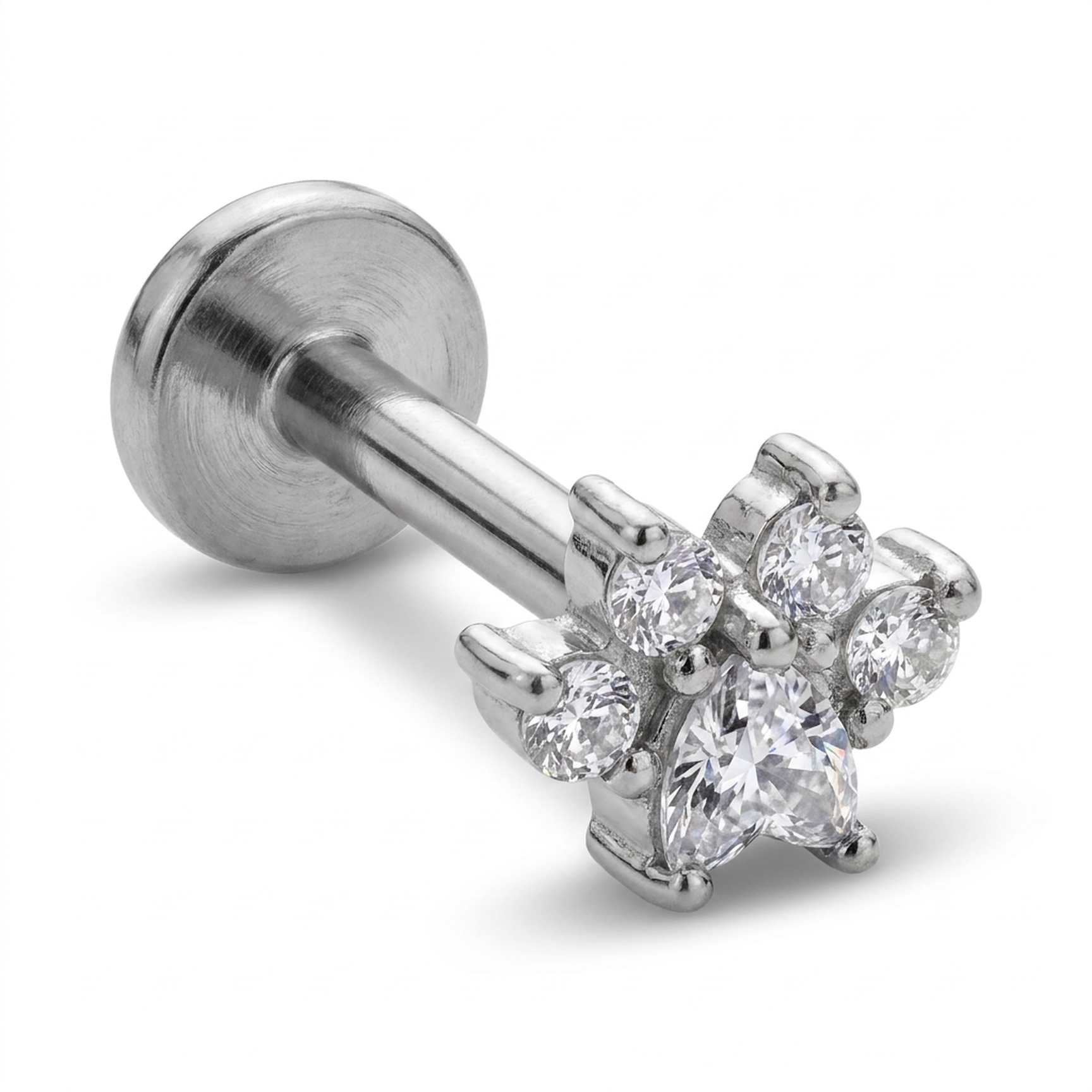 Piercing con zampetta di zirconi in Acciaio Chirurgico 316L - Piercing per lobo, helix, forward helix, conch, flat, tragus