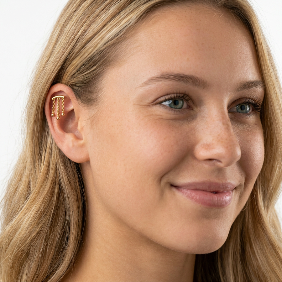 Piercing con catenelle e palline in acciaio chirurgico 316L - Piercing per lobo, helix, forward helix, conch, flat, tragus