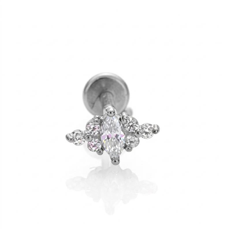 Piercing con zirconi in Acciaio Chirurgico 316L - Piercing per lobo, helix, forward helix, conch, flat, tragus