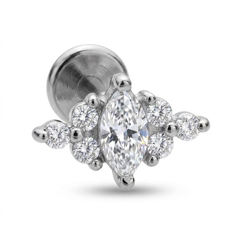 Piercing con zirconi in Acciaio Chirurgico 316L - Piercing per lobo, helix, forward helix, conch, flat, tragus