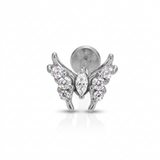 Piercing con farfalla zirconi in acciaio chirurgico 316L - Piercing per lobo, helix, forward helix, conch, flat, tragus
