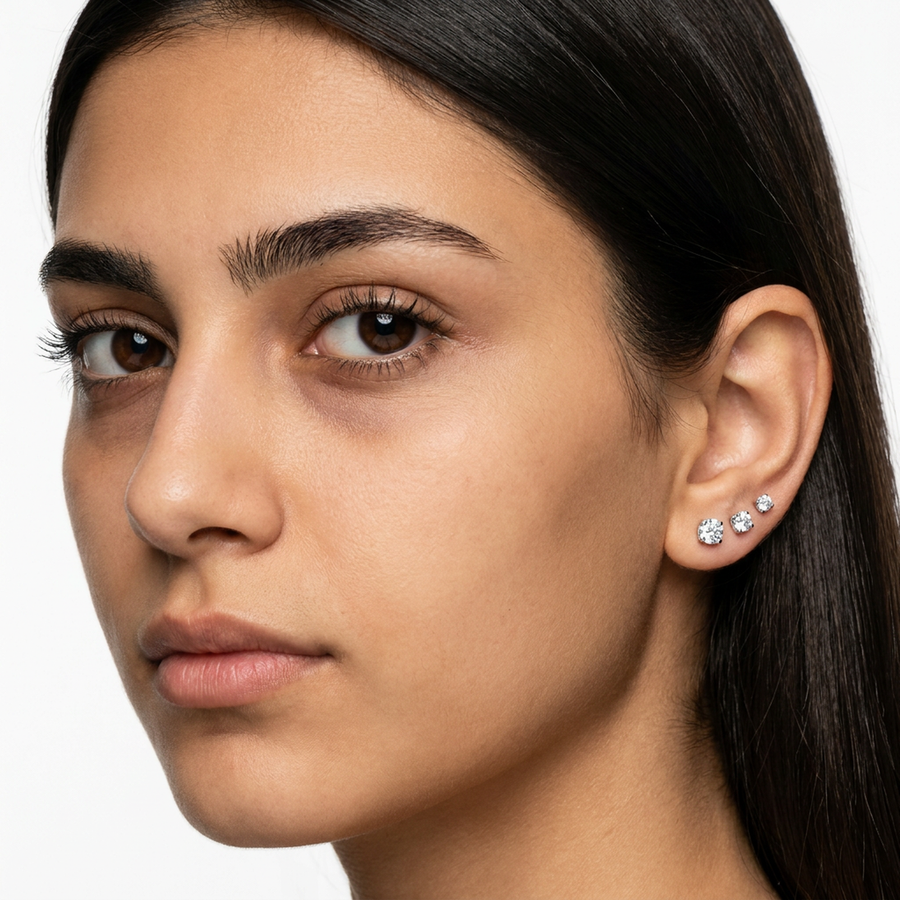 Piercing con zircone in acciaio chirurgico316L- Piercing per Lobo, helix, forward helix, conch, flat, tragus