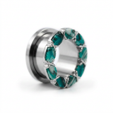 Dilatatore con zirconi turchesi in Acciaio Inox - Piercing per Lobo