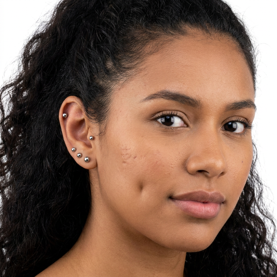 Barretta con pallina in Titanio F136 - Piercing per Lobo, helix, forward helix, conch, flat, tragus, labret