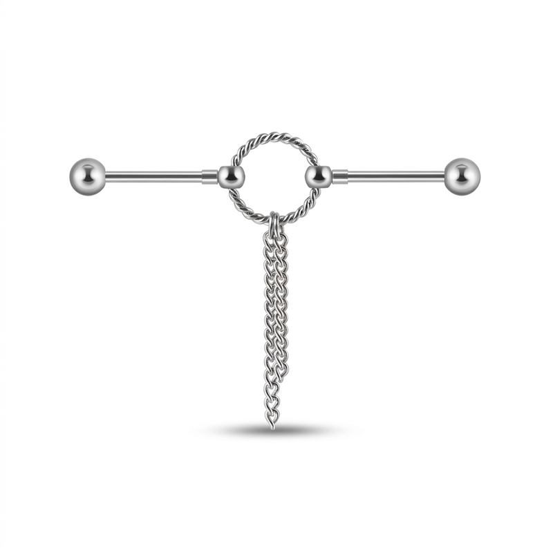 Piercing con catena pendente in Acciaio Chirurgico 316L - Piercing per industrial