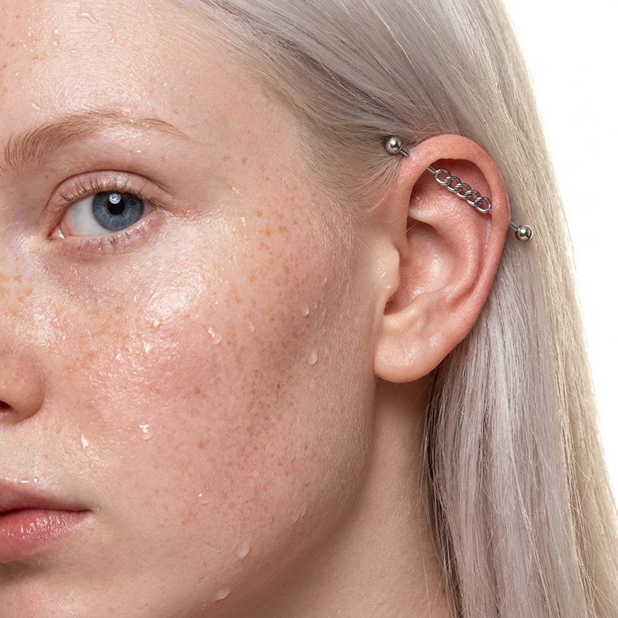 Piercing con catena in Acciaio Chirurgico 316L - Piercing per industrial
