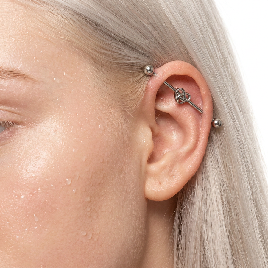Piercing con cuore annodato in Acciaio Chirurgico 316L - Piercing per industrial