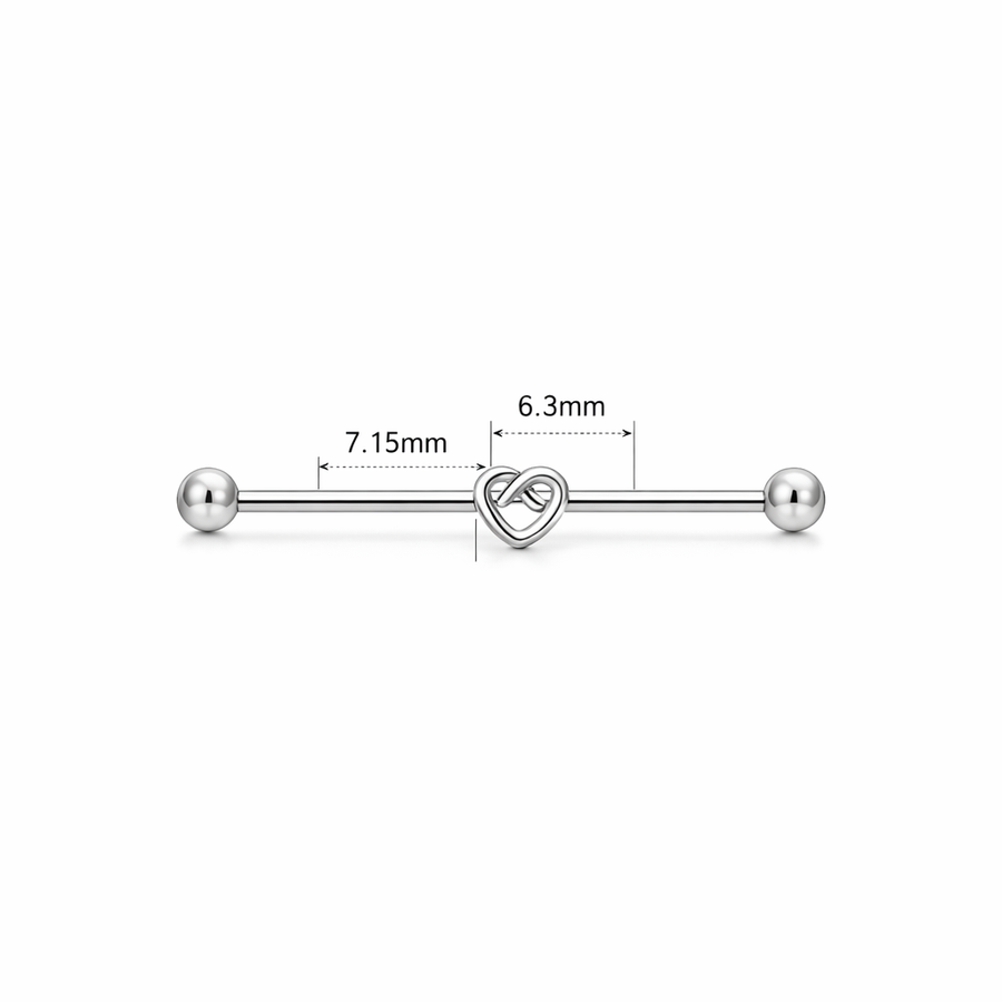 Piercing con cuore annodato in Acciaio Chirurgico 316L - Piercing per industrial