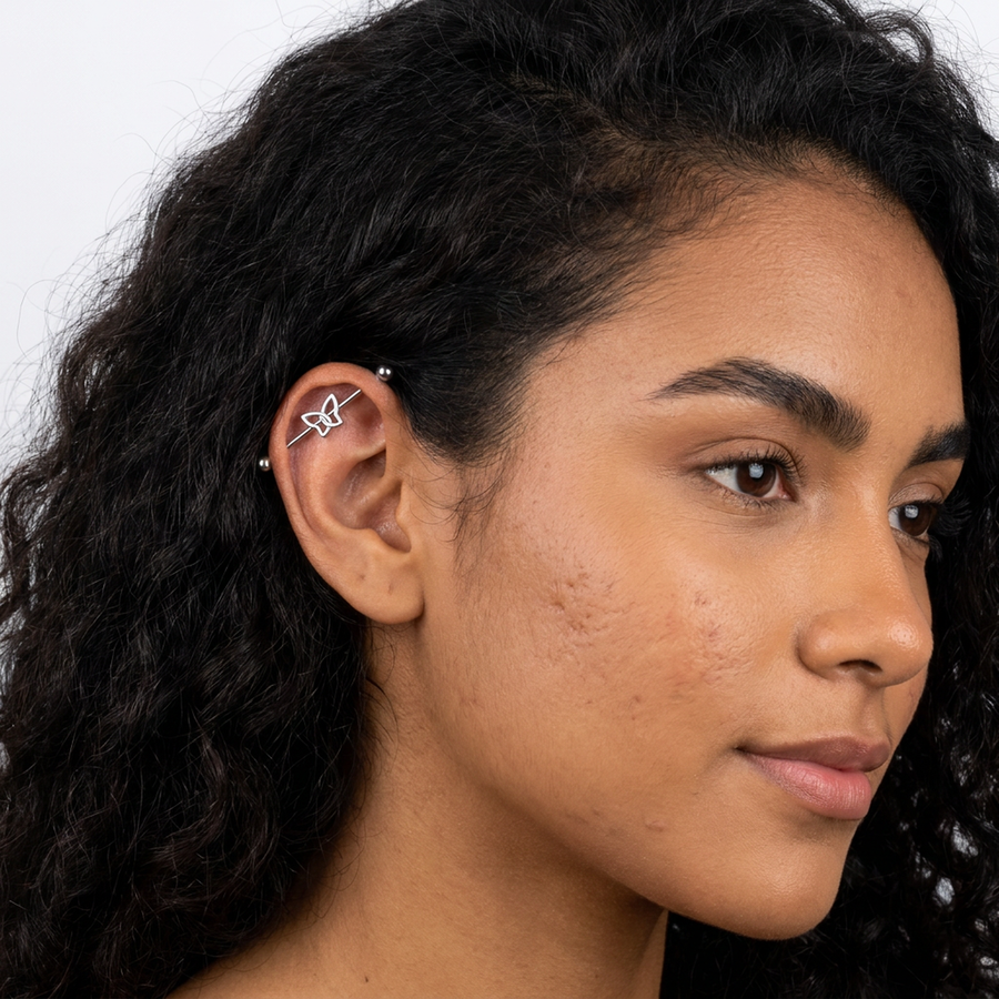 Piercing con farfalla in Acciaio Chirurgico 316L - Piercing per industrial