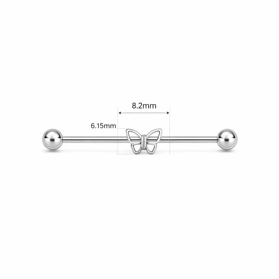 Piercing con farfalla in Acciaio Chirurgico 316L - Piercing per industrial