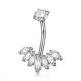 Piercing con sette petali zirconati in Acciaio Chirurgico 316L - Piercing per ombelico
