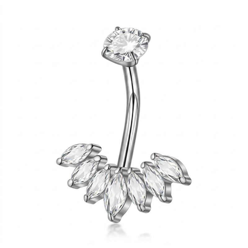 Piercing con sette petali zirconati in Acciaio Chirurgico 316L - Piercing per ombelico